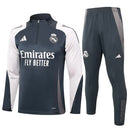 Conjunto Real Madrid Zíper Curto Treino Cinza